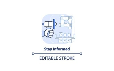 Manténgase informado icono de concepto azul claro
