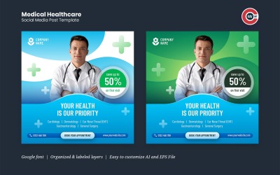 Modello di post per social media medici e sanitari