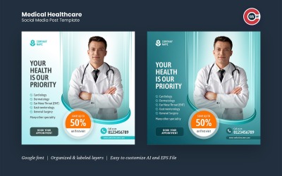 Orvosi egészségügyi szociális média banner koncepció