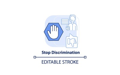 Detener la discriminación concepto azul claro icono