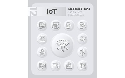 Інтернет речей IoT тиснений набір іконок