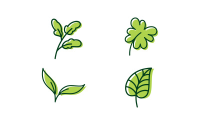Símbolo de vetor de logotipo de folha verde V4