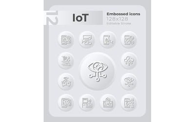 物联网 IoT 浮雕图标集