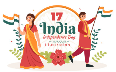 17 Boldog indiai függetlenség napját illusztráció