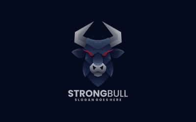 Design de logotipo de gradiente de cabeça de touro forte