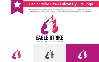 Eagle Strike Hawk Falcon Fly Attack Fire Negativ Space Logotyp