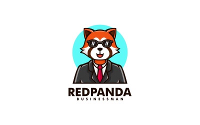 Estilo de logotipo de mascote simples do panda vermelho