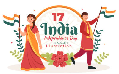 17 Glad indiska självständighetsdagen Illustration