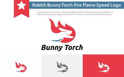 Logo de vitesse de course de flamme de feu de torche de lapin de lapin