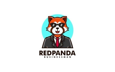 Styl loga jednoduchého maskota pandy červené