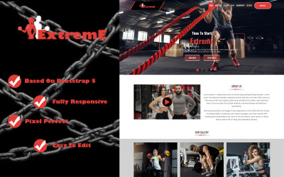 Extreme - Gym & Fitness Yoga Responsive Studio Landing Page Template