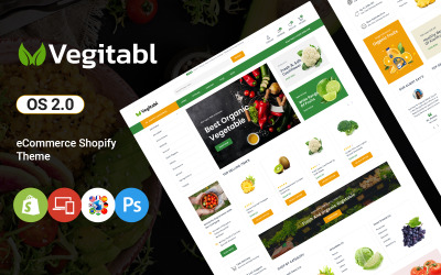 Vegitabl - Motyw Shopify z żywnością ekologiczną, owocami i warzywami