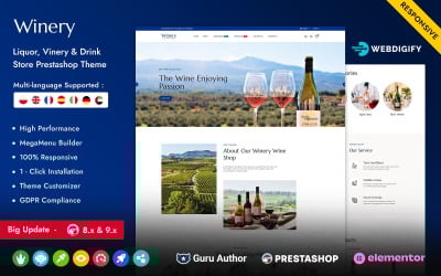 Vinícola - Bebidas Alcoólicas, Loja Multiuso Responsiva Prestashop Elementor