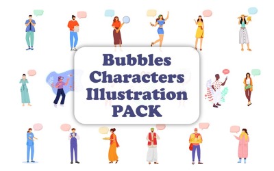 Buborékok karakterek illusztráció csomag