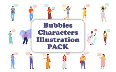 Набор иллюстраций персонажей пузырей