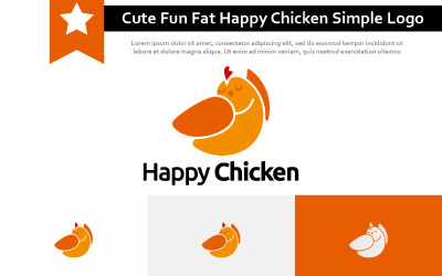 Carino divertente grasso pollo felice semplice logo
