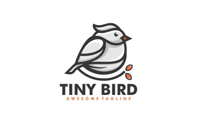 Estilo de logotipo de mascota simple de pájaro diminuto