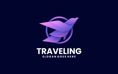 Stile di logo gradiente uccello in viaggio