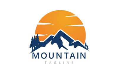 Logo del paesaggio di montagna e vettore di simboli V3