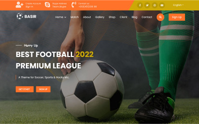 Basir – fotbalový klub a šablona vstupní stránky sportu
