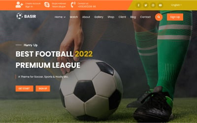 Basir - mall för målsida för fotbollsklubb och sport