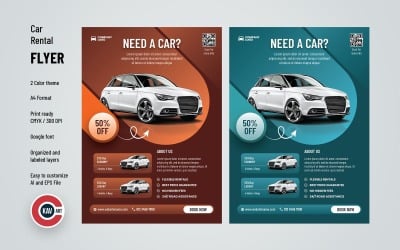 Car rental services and offer flyer template