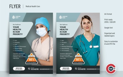Modèle de Flyer ou d&amp;#39;Affiche pour les soins de santé médiaux - 00205
