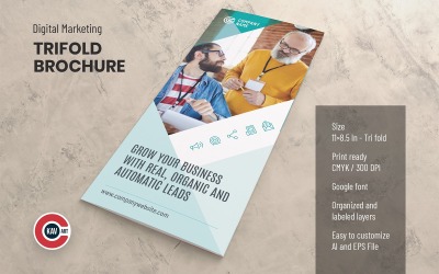 Modelo de Brochura com Três Dobras de Agência de Marketing Digital