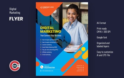 Modelo de Design de Folheto A4 de Marketing Digital