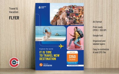 Modelo de Folheto de Férias de Viagem