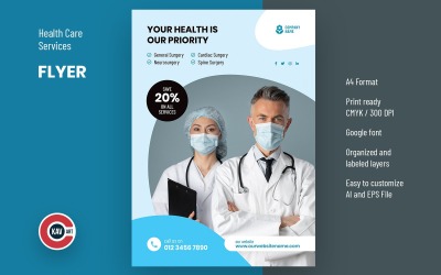 Modelo de Folheto de Serviços de Saúde Médica