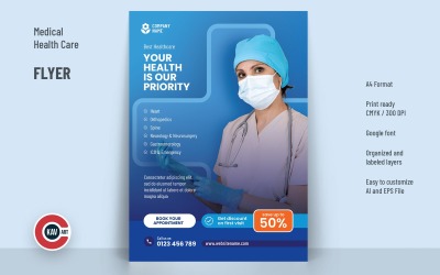 Modelo de Folheto ou Cartaz para Cuidados de Saúde Médica - 00204