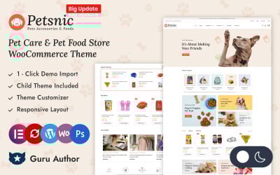 Petsnic - 宠物配件和食品商店 Elementor WooCommerce 响应式主题