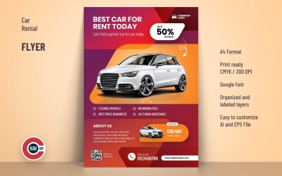 Шаблон листівки формату А4 про оренду автомобіля