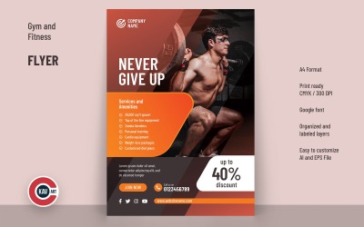 Šablona letáku nebo plakátu pro tělocvičnu a fitness - 00208