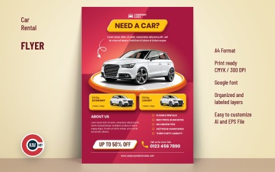 Sjabloonontwerp voor autoverhuurbedrijf A4 Flyer