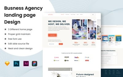 Plantilla de sitio web de agencia de negocios y diseño de tema