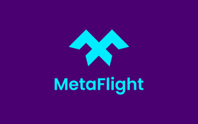 Concept de conception de logo d&amp;#39;agence de voyage MetaFlight minimal