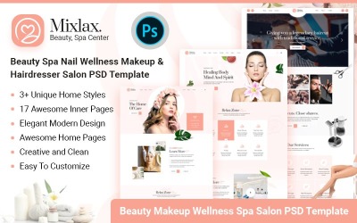 Mixlax - Beauty Spa Wellness PSD Şablonu