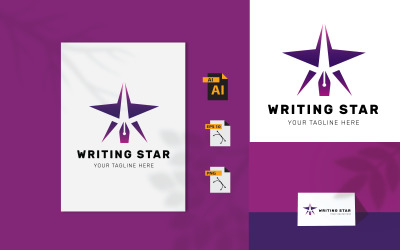 Modello di progettazione del logo della stella di scrittura