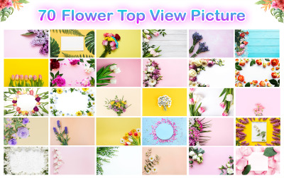 Paquete de imágenes de vista superior de flores