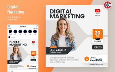 Banner na sociálních sítích pro webinář digitálního marketingu - 00219