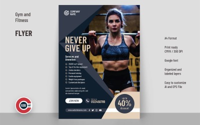 Szablon ulotki lub plakatu na siłownię i fitness - 00210