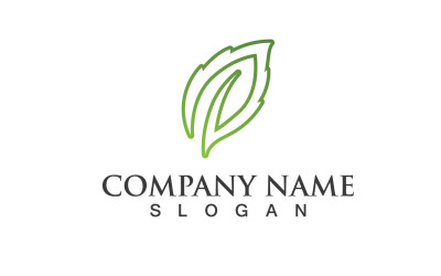 Foglia Verde Natura Linea Logo Vector V12