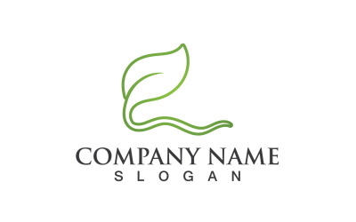 Foglia Verde Natura Linea Logo Vector V8