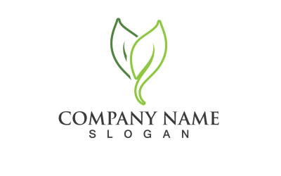 Leaf Green Nature Line Logo Vector V24