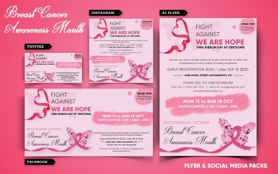 Flyer zum Brustkrebs-Aufklärungsmonat und Social-Media-Paket