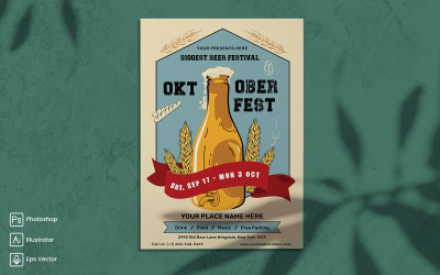 Oktoberfest szórólap nyomtatási és közösségi média sablon