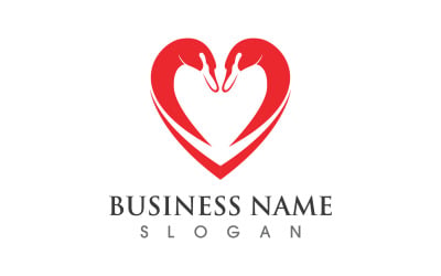 Swan Love Head Logo Vector Design V3