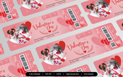 Modèle de billet de fête de la Saint-Valentin